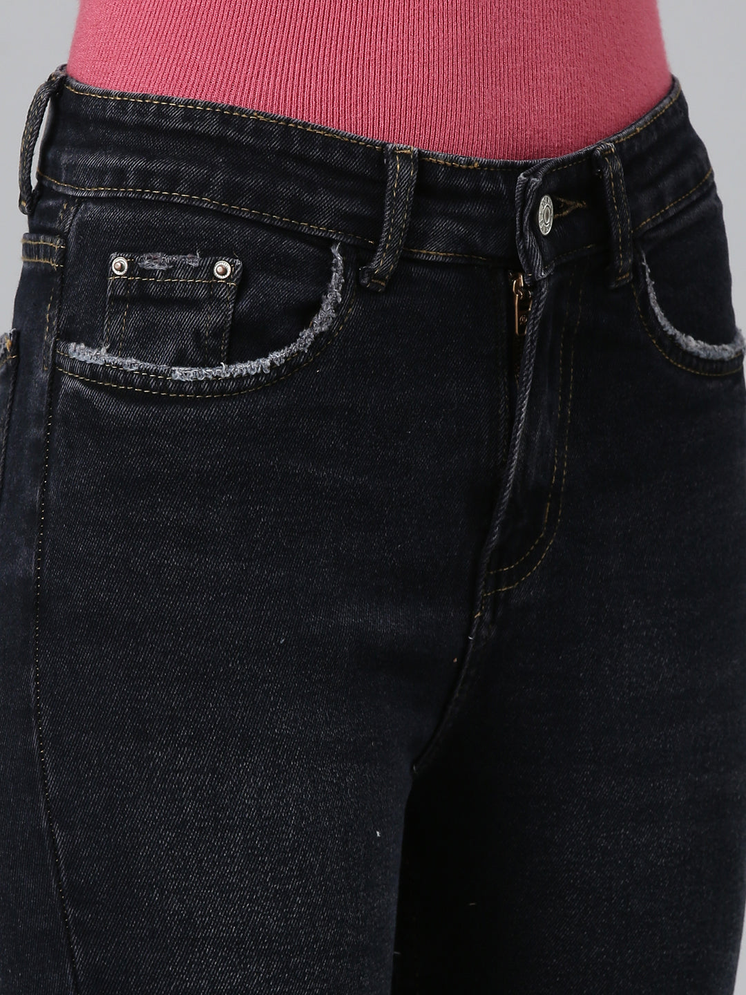 Women Charcoal Solid Skinny Fit Denim Jeans