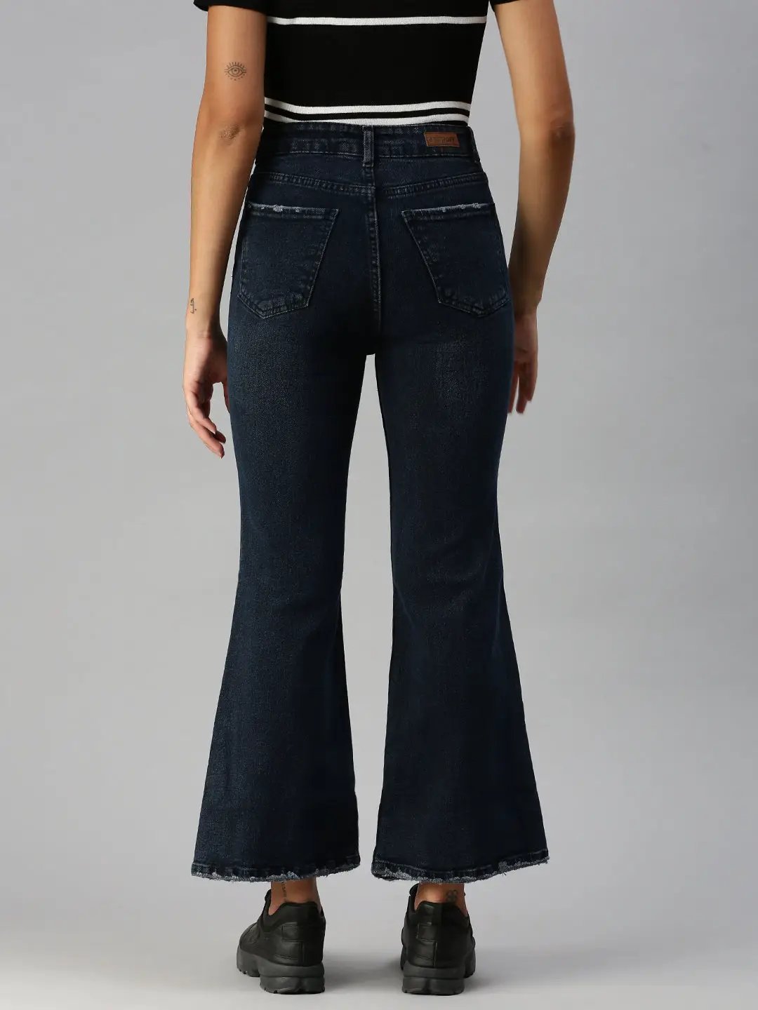 Women's Blue Bootcut High-Rise Light Fade Stretchable Denim Jeans