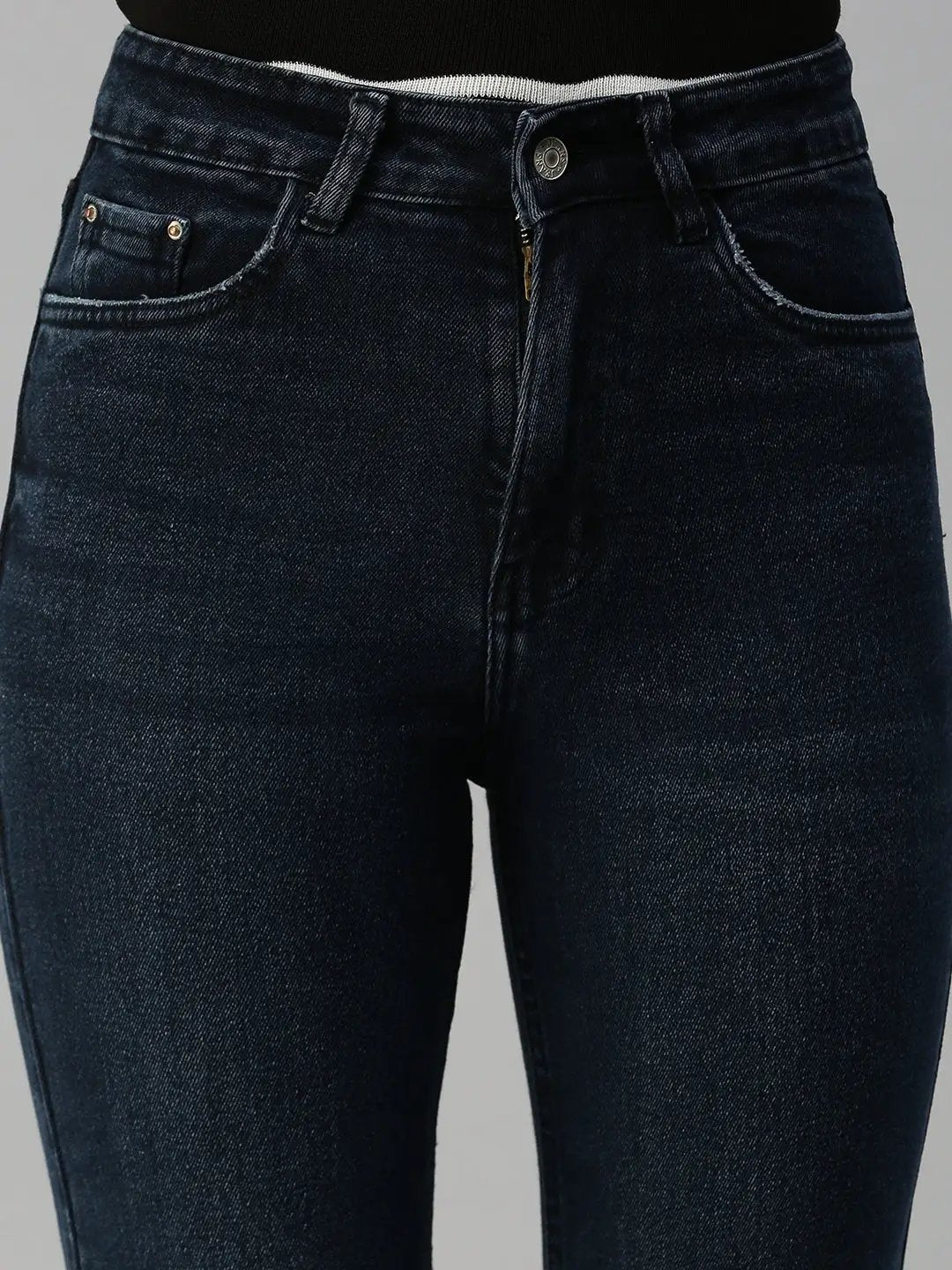 Women's Blue Bootcut High-Rise Light Fade Stretchable Denim Jeans