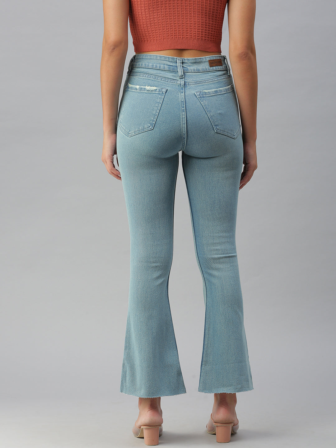 Women's Blue Solid Bootcut Denim Jeans