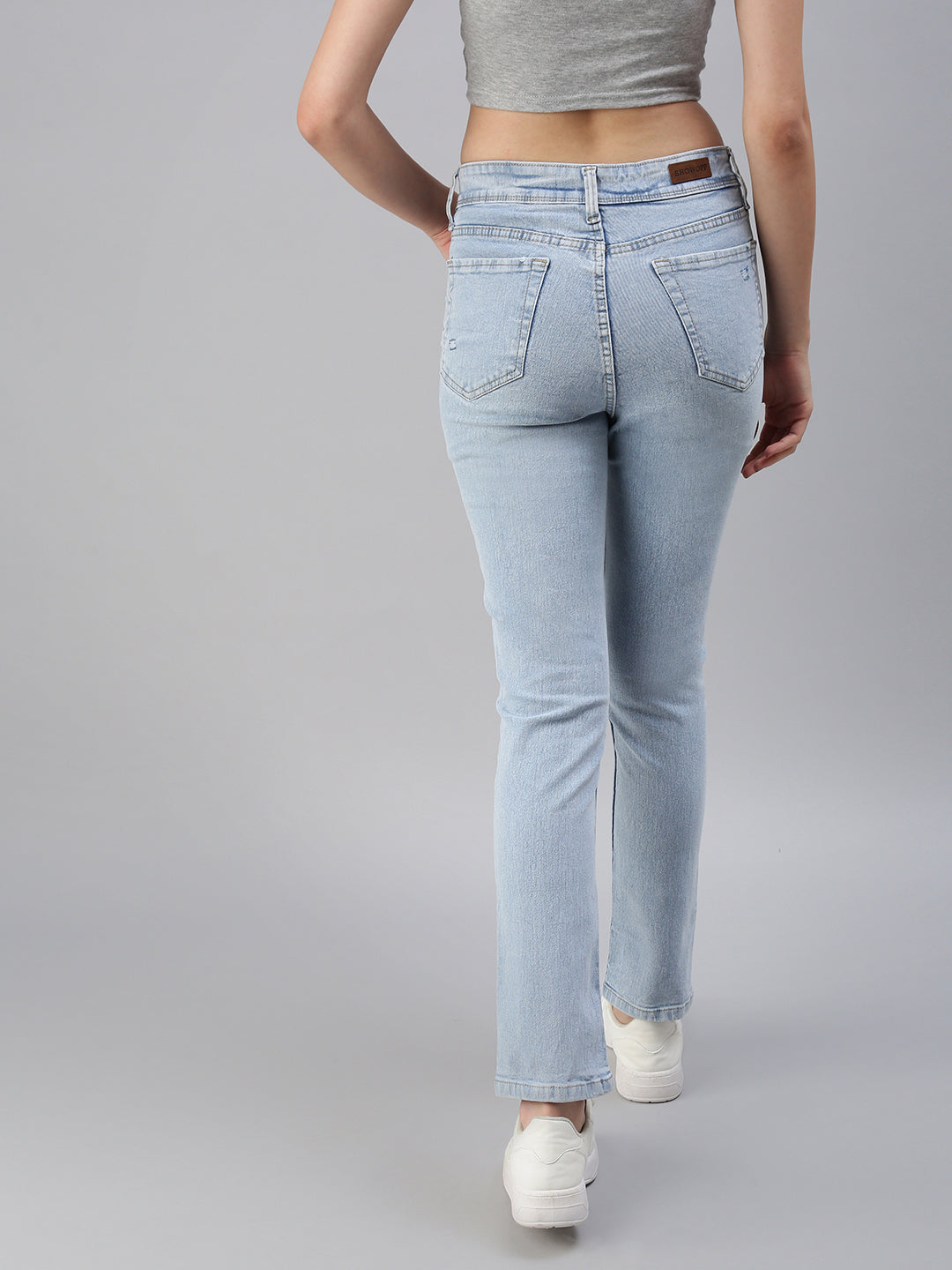 Women's Blue Solid Denim Slim Jeans