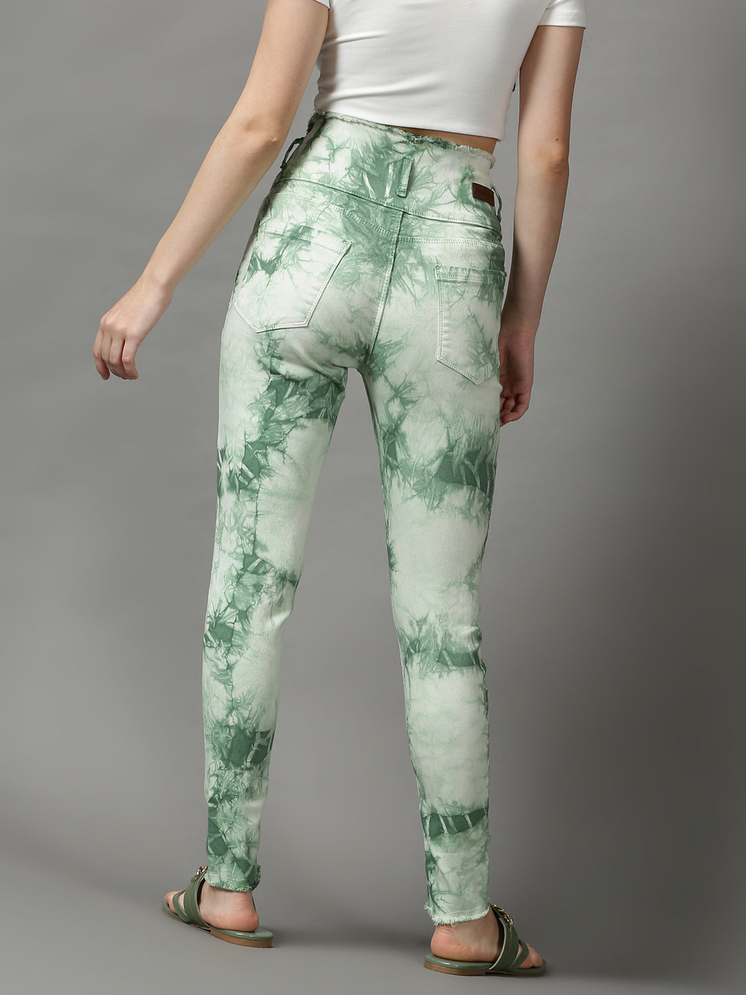 Women's Green Solid Skinny Fit Denim Jeans