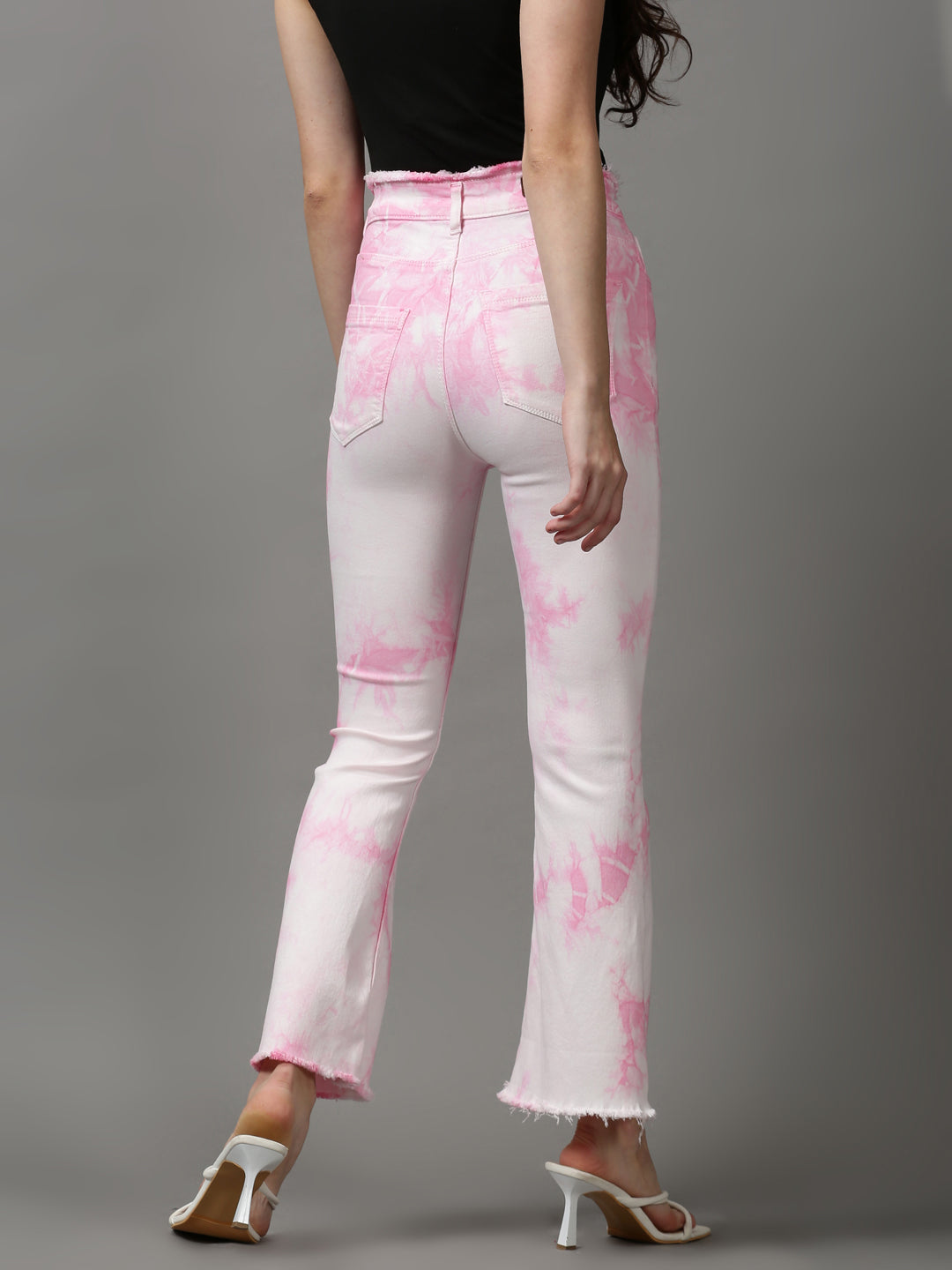 Women's Pink Solid Bootcut Denim Jeans