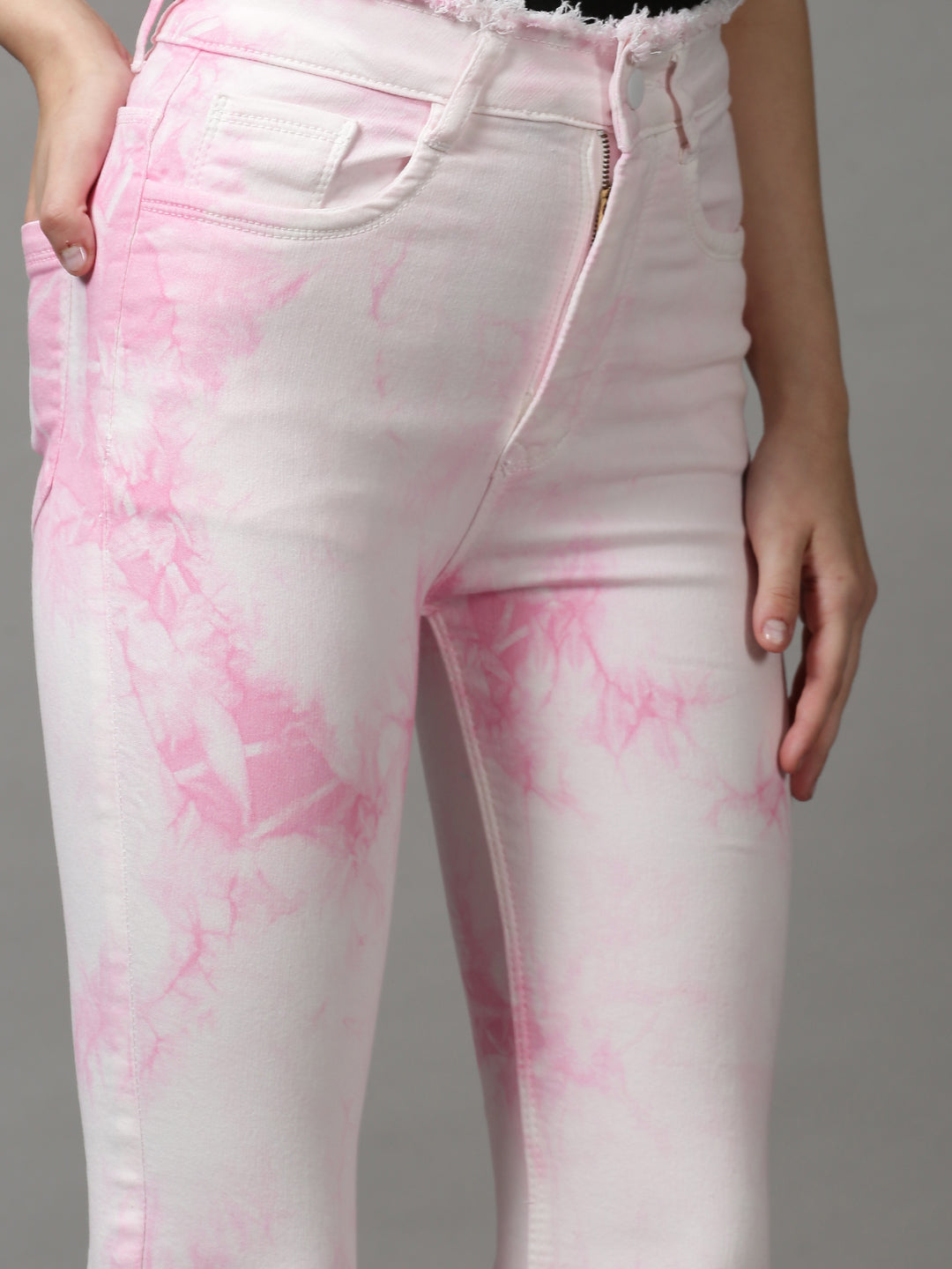 Women's Pink Solid Bootcut Denim Jeans