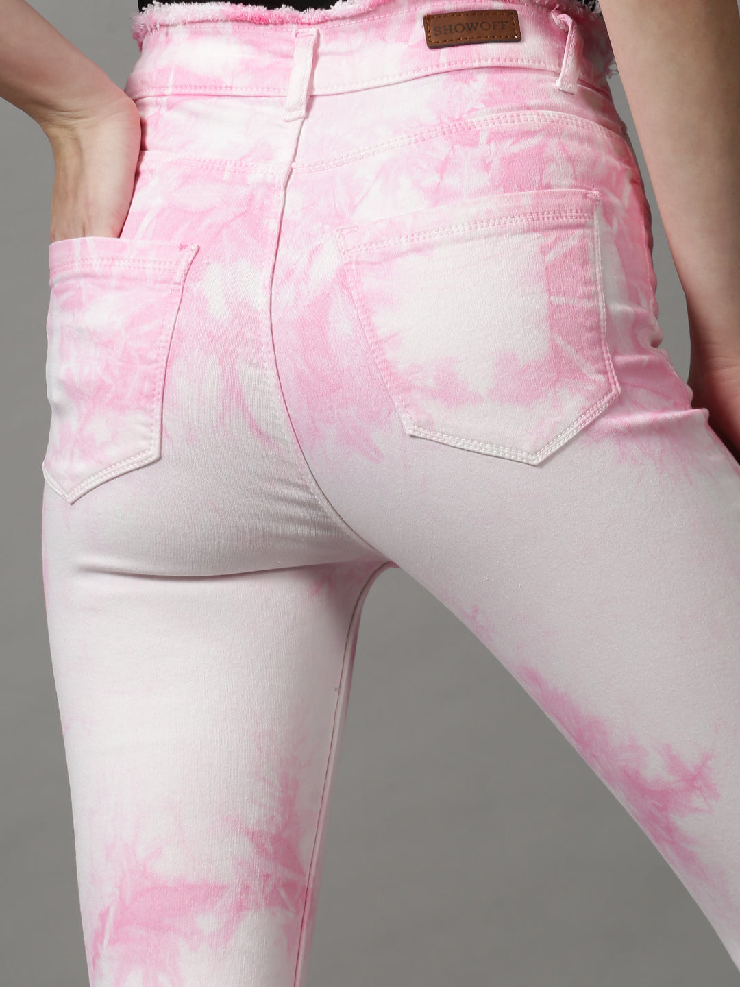 Women's Pink Solid Bootcut Denim Jeans