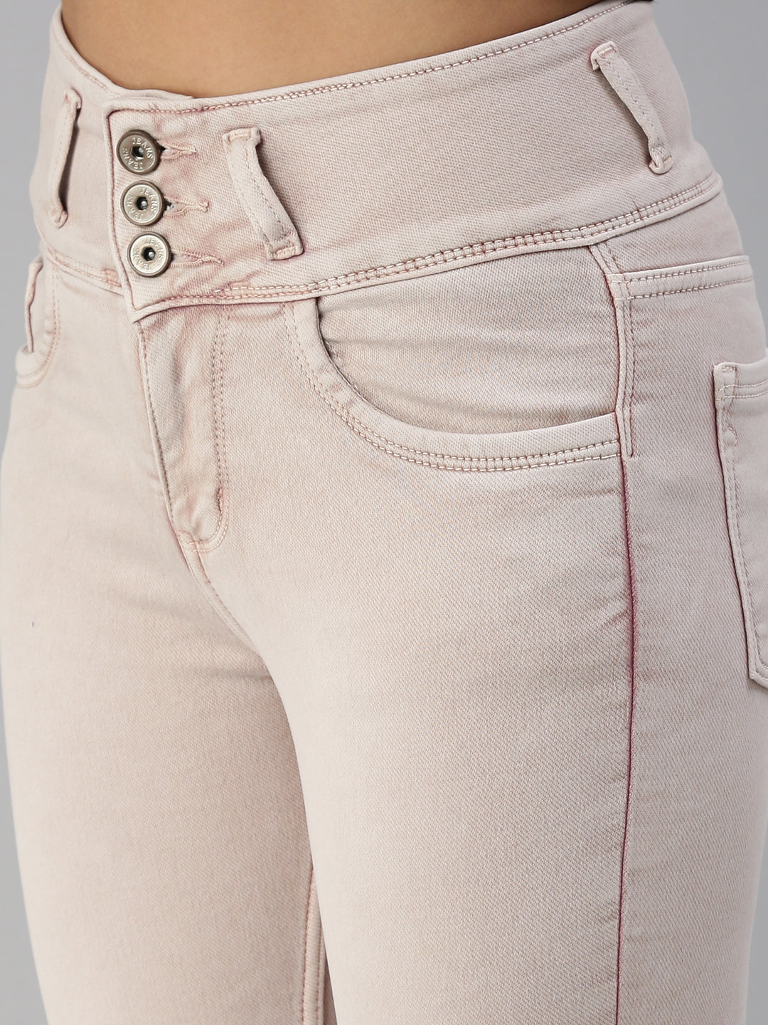 Women's Pink Solid Denim Skinny Jeans