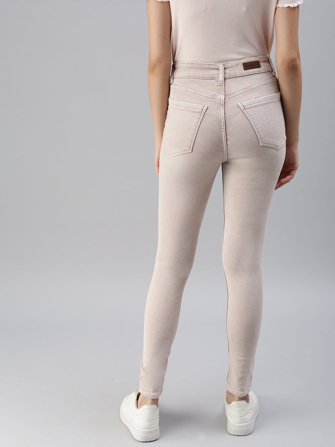 Women's Pink Solid Denim Skinny Jeans