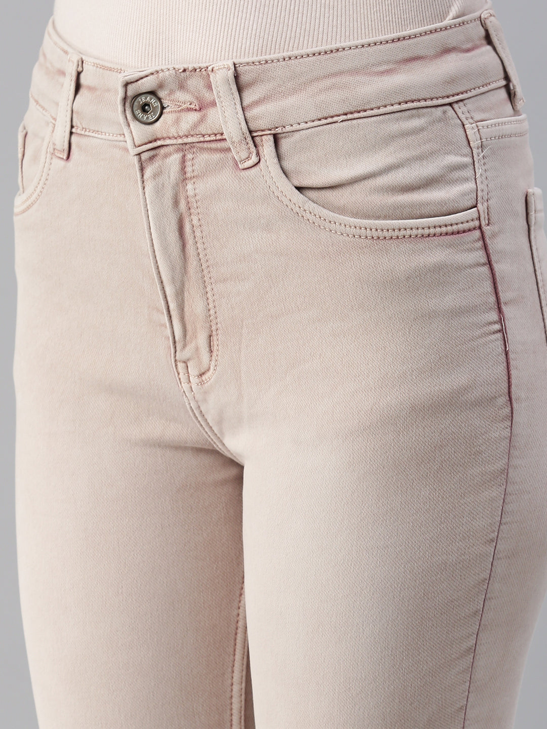 Women's Pink Solid Denim Skinny Jeans