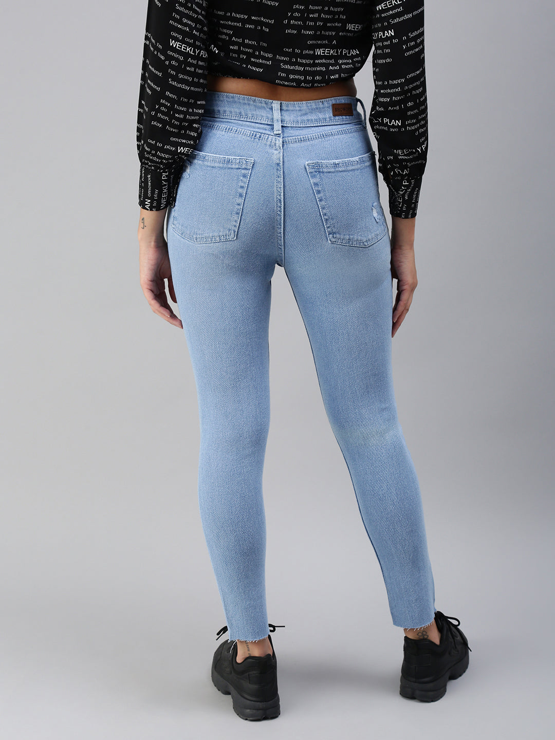 Women's Blue Solid Denim Skinny Jeans