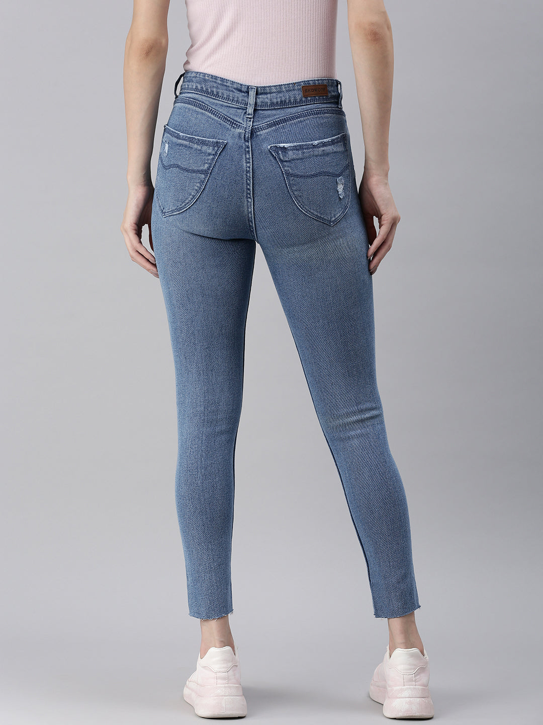 Women's Blue Solid Denim Skinny Jeans