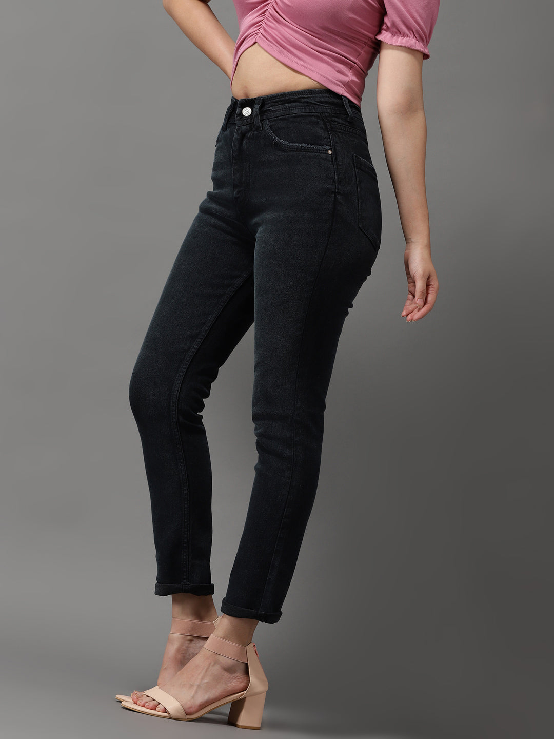 Women's Dark Grey Jean Slim Fit High-Rise Stretchable Jeans