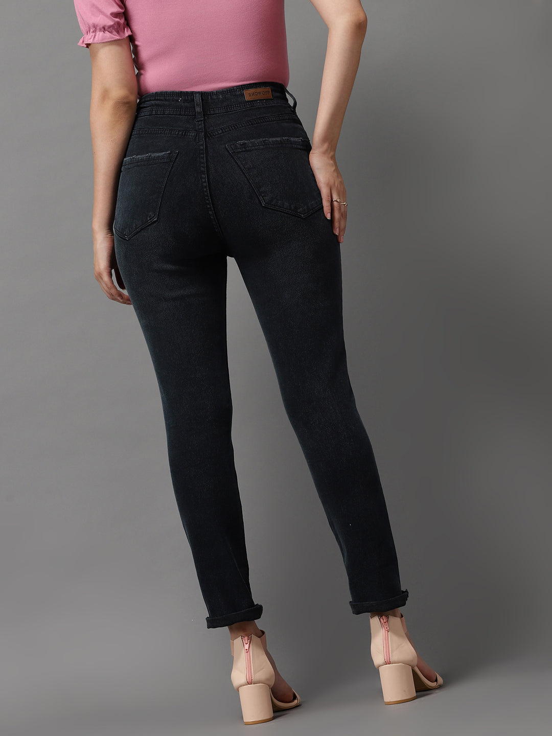Women's Dark Grey Jean Slim Fit High-Rise Stretchable Jeans
