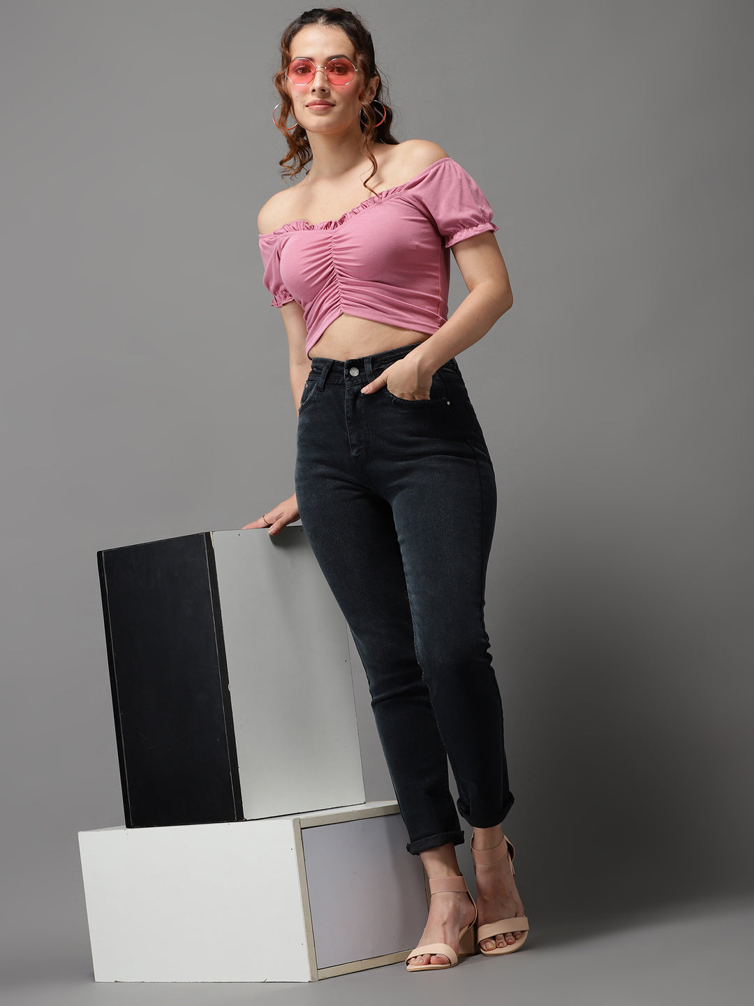 Women's Dark Grey Jean Slim Fit High-Rise Stretchable Jeans