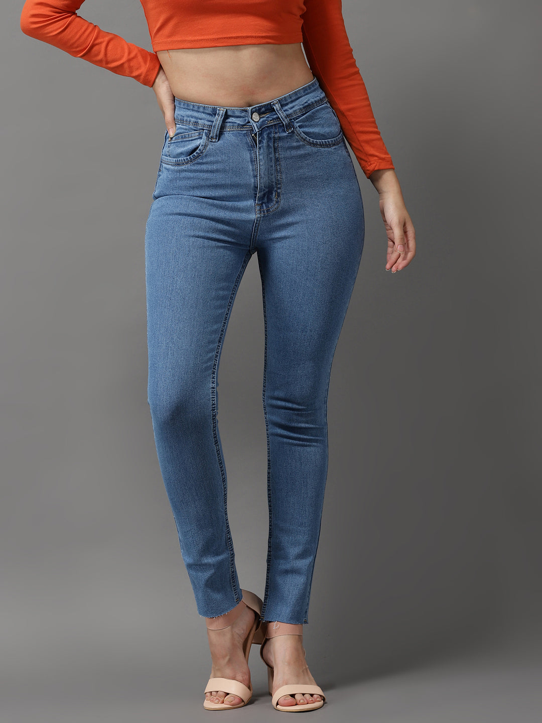 Women's Blue Jean Skinny Fit High-Rise Stretchable Jeans