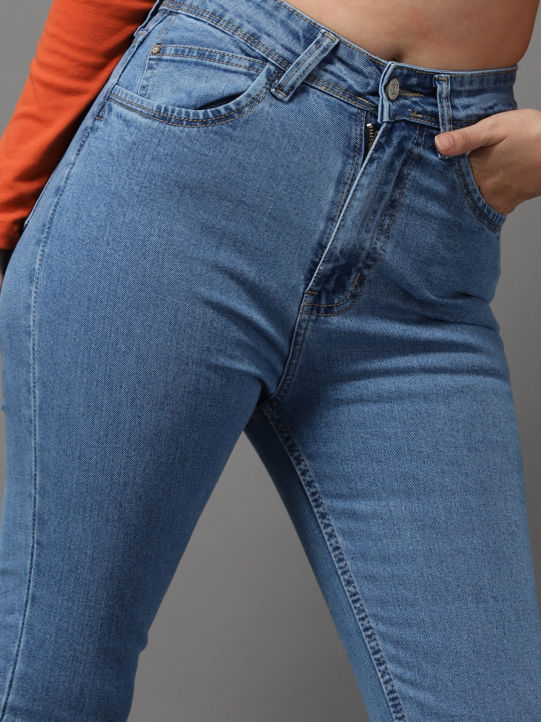 Women's Blue Solid Skinny Fit Denim Jeans