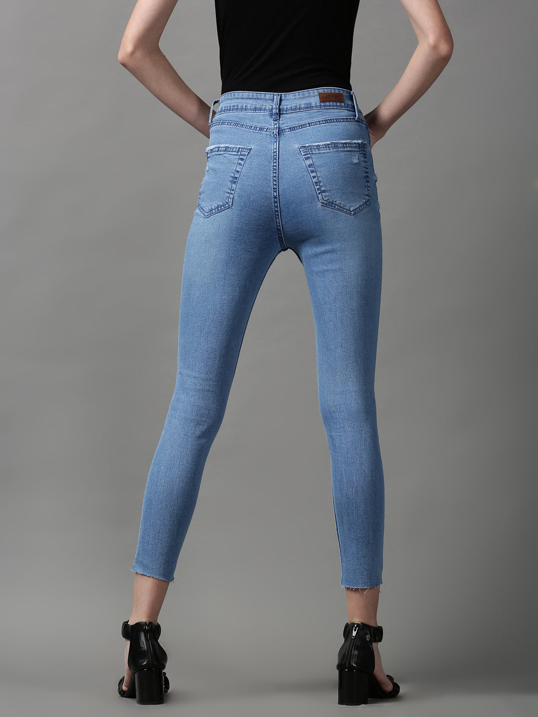 Women's Blue Solid Skinny Fit Denim Jeans