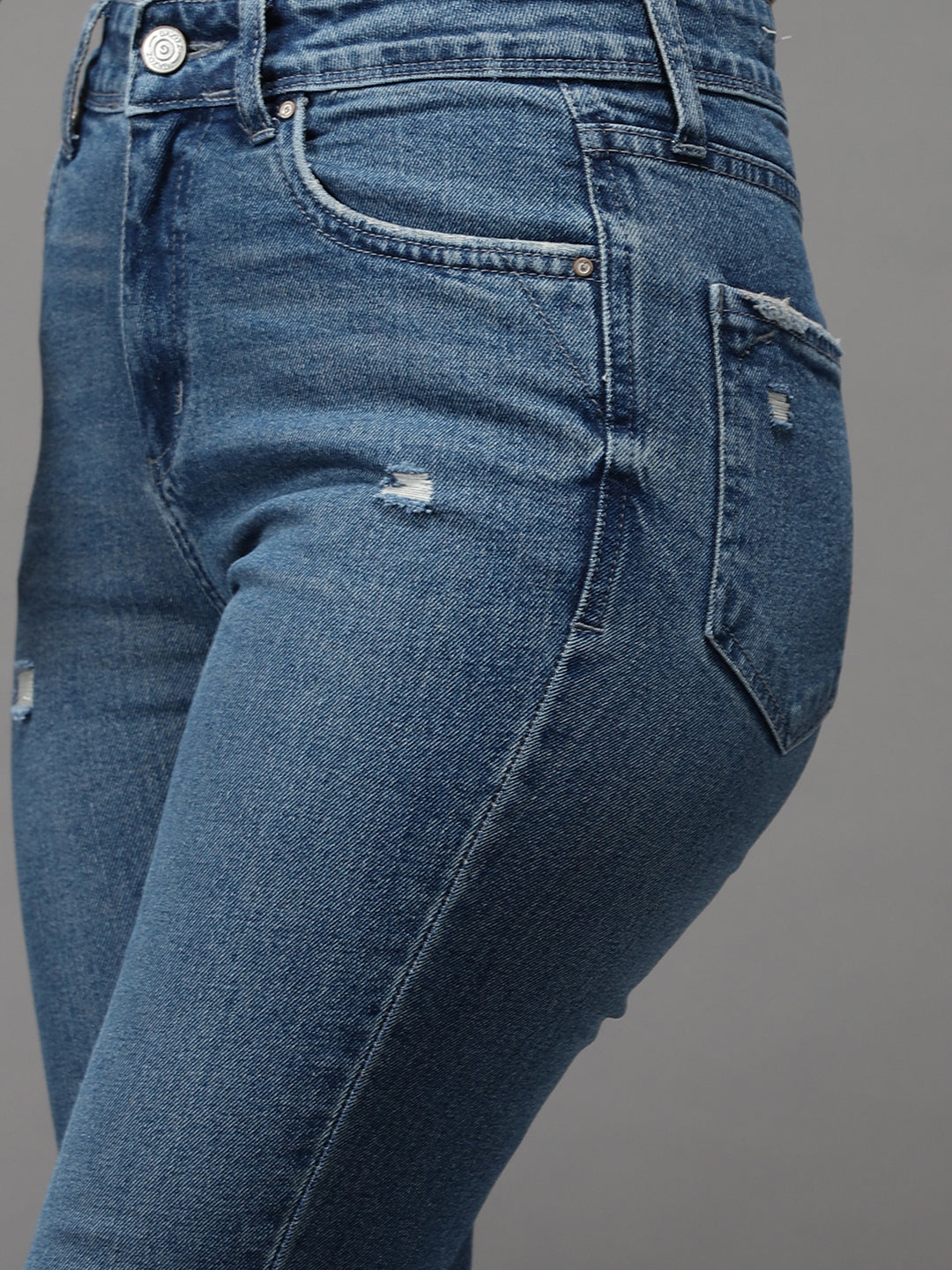 Women's Blue Solid Slim Fit Denim Jeans