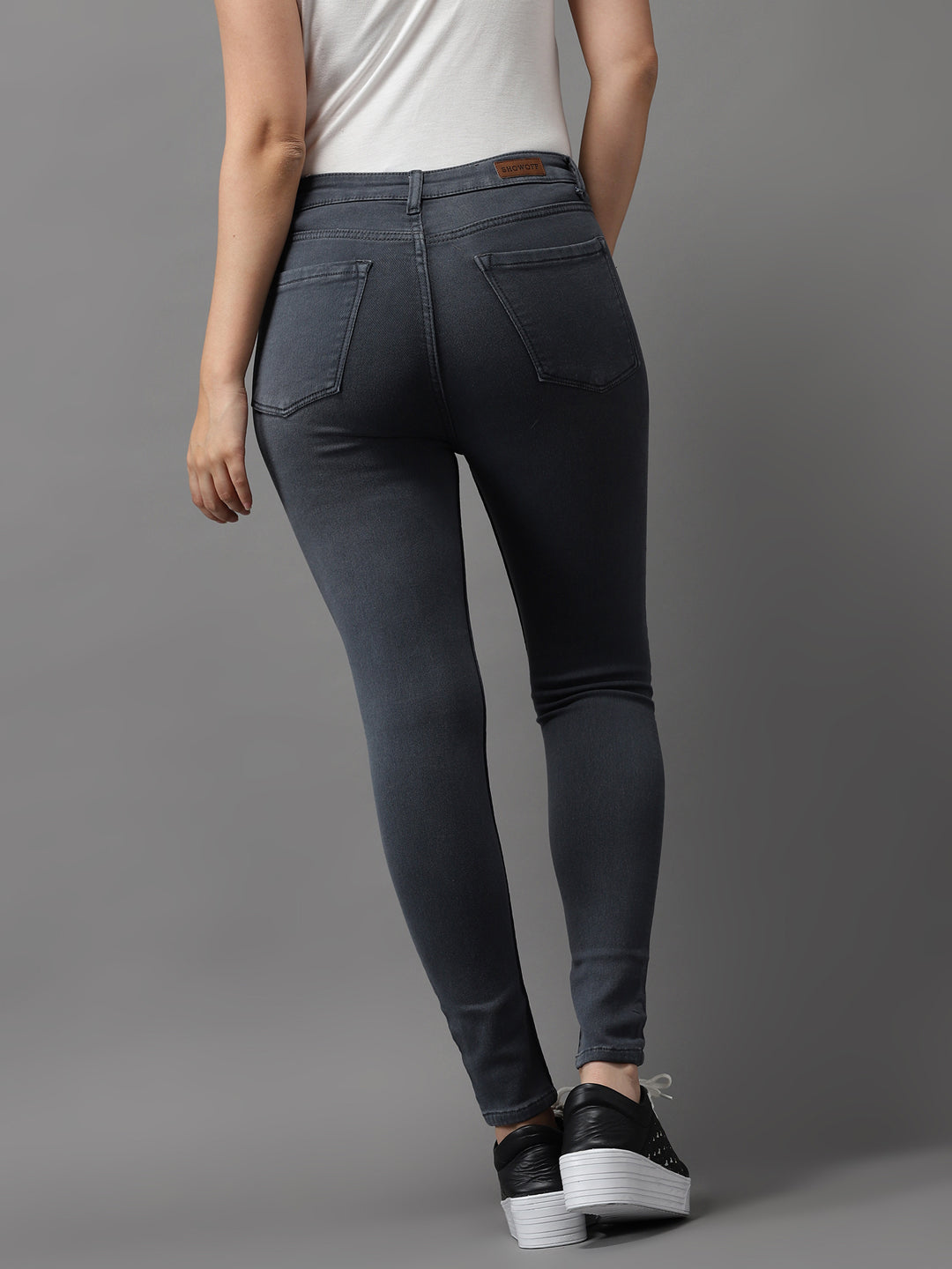 Women's Grey Jean Skinny Fit High-Rise Stretchable Jeans