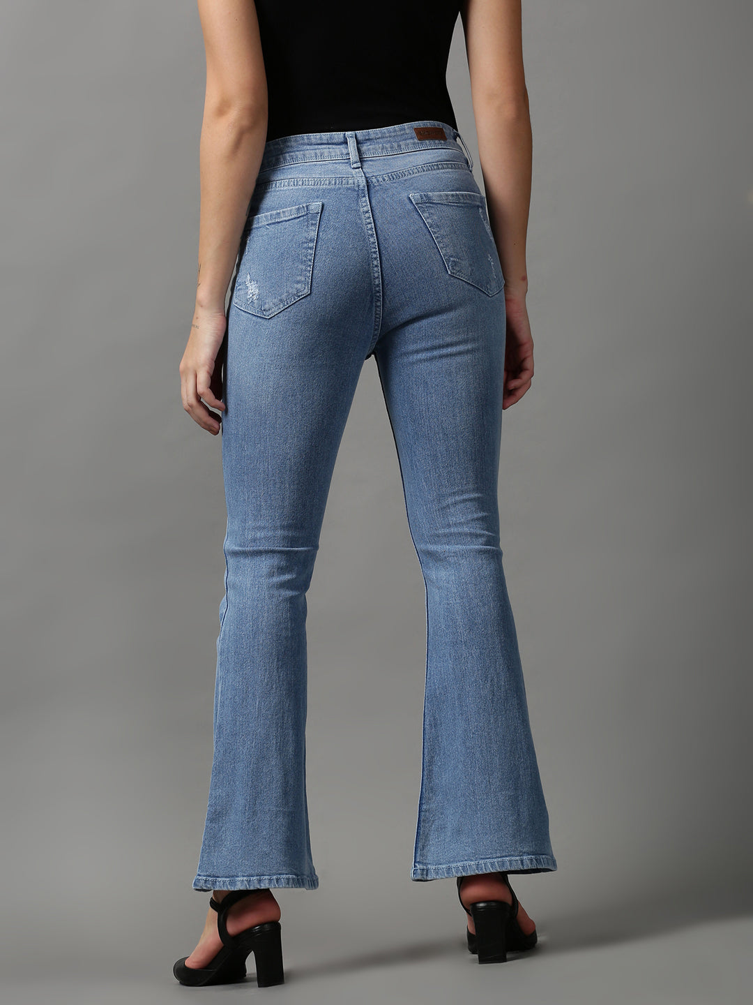 Women's Blue Solid Bootcut Denim Jeans