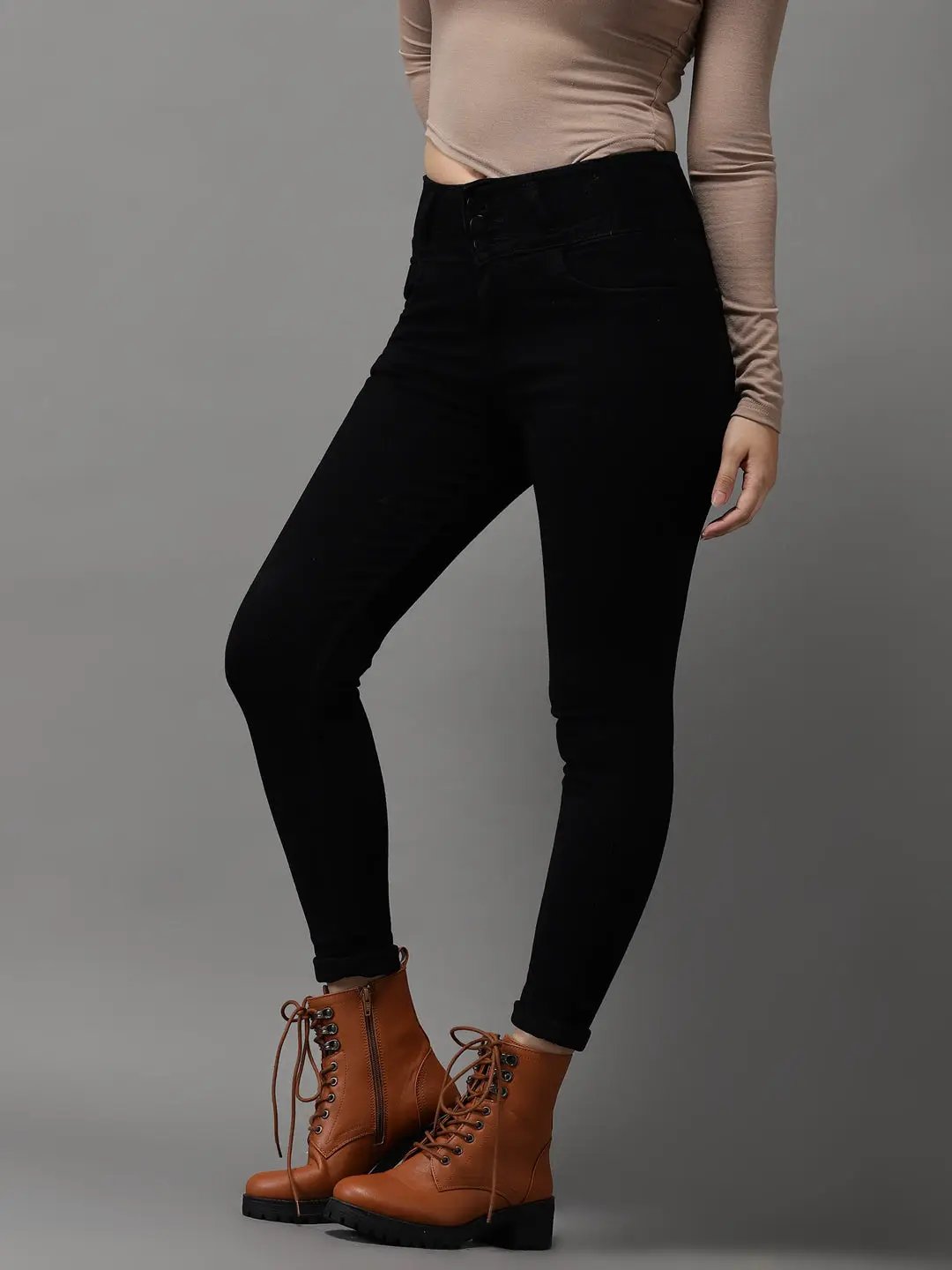 Women's Black Jean Skinny Fit High-Rise Stretchable Jeans