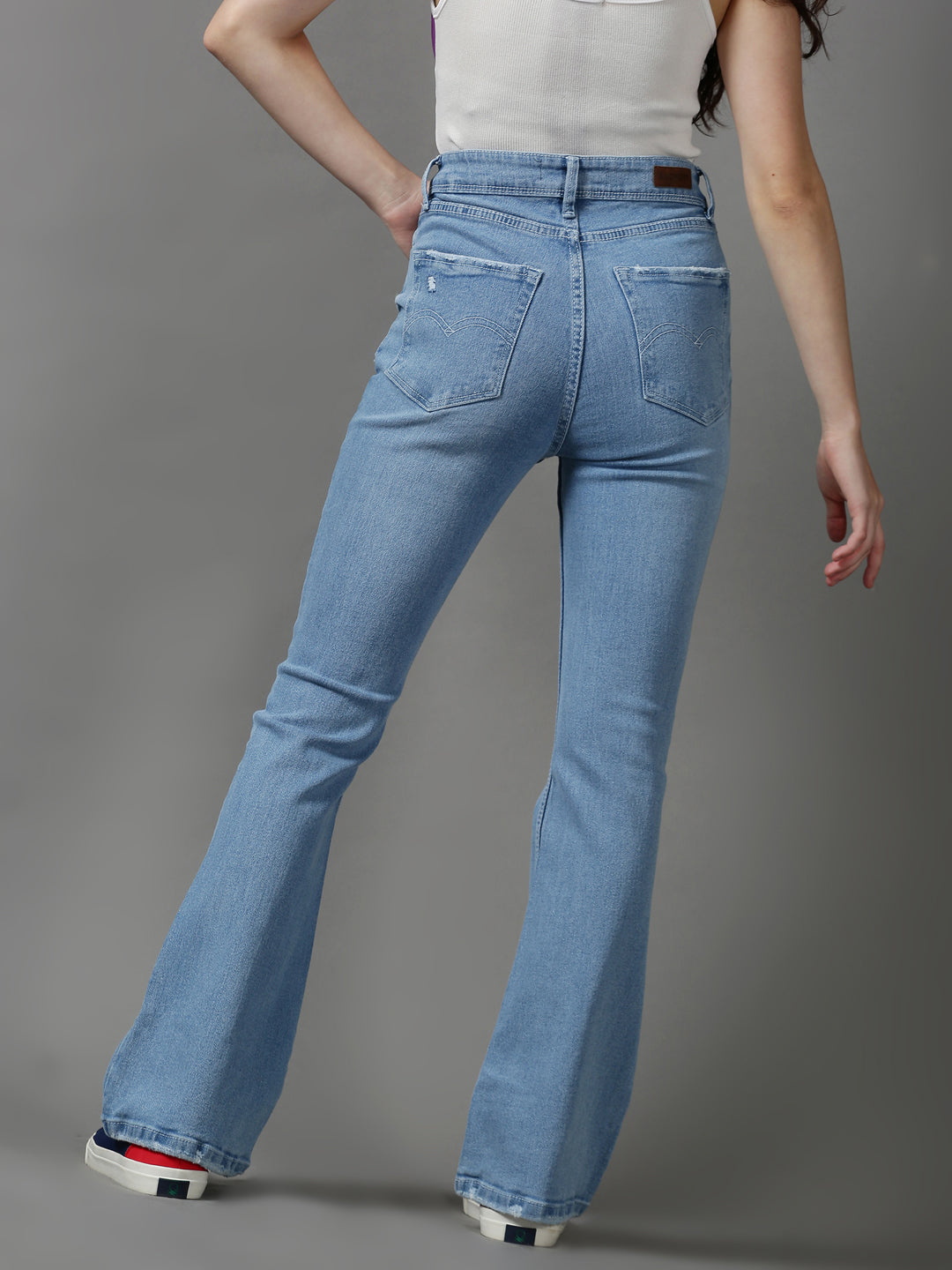 Women's Blue Solid Bootcut Denim Jeans