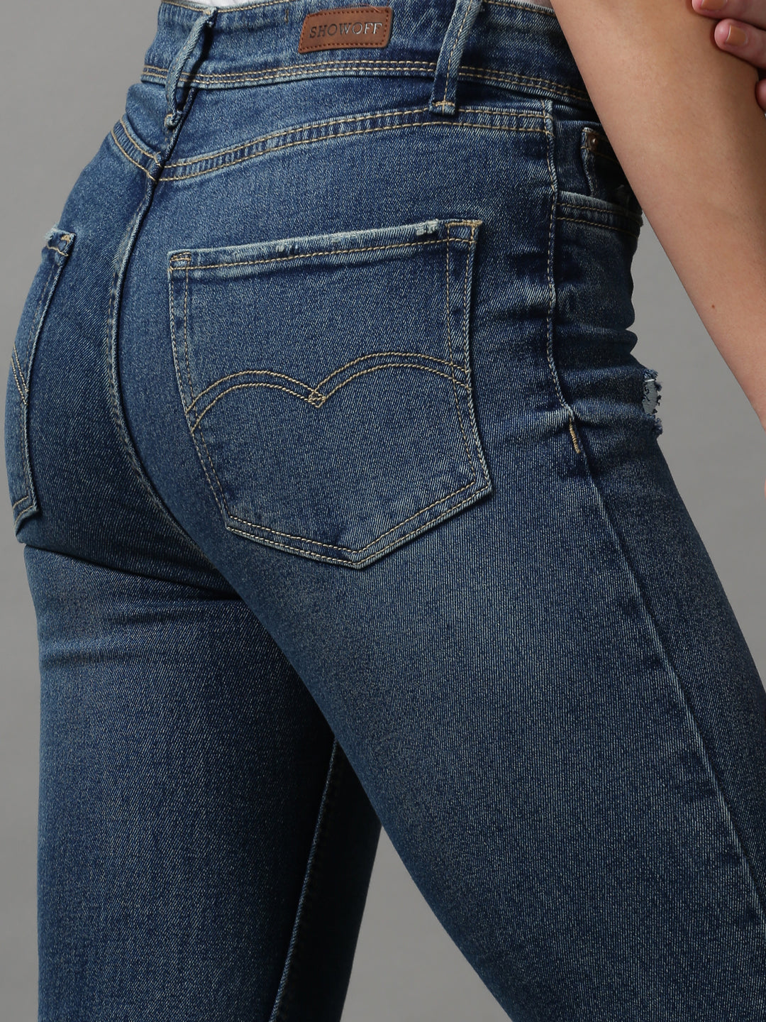 Women's Blue Solid Bootcut Denim Jeans