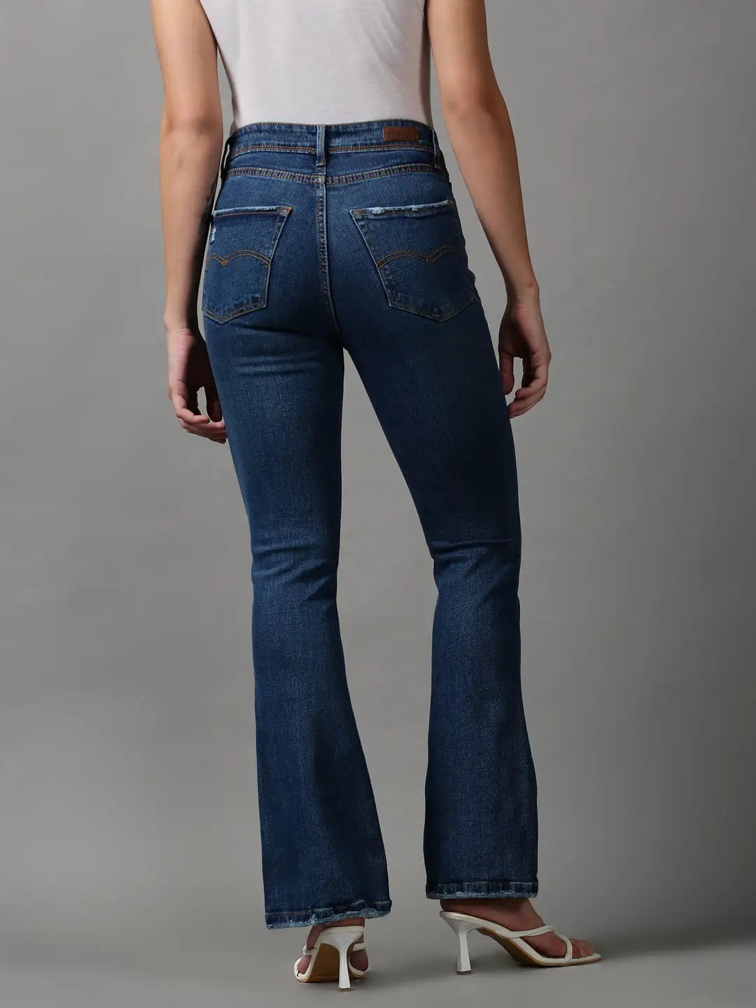 Women's Blue Solid Bootcut Denim Jeans