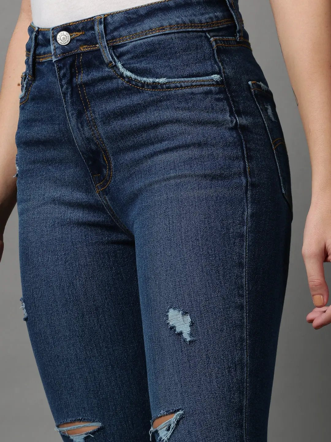 Women's Blue Solid Bootcut Denim Jeans