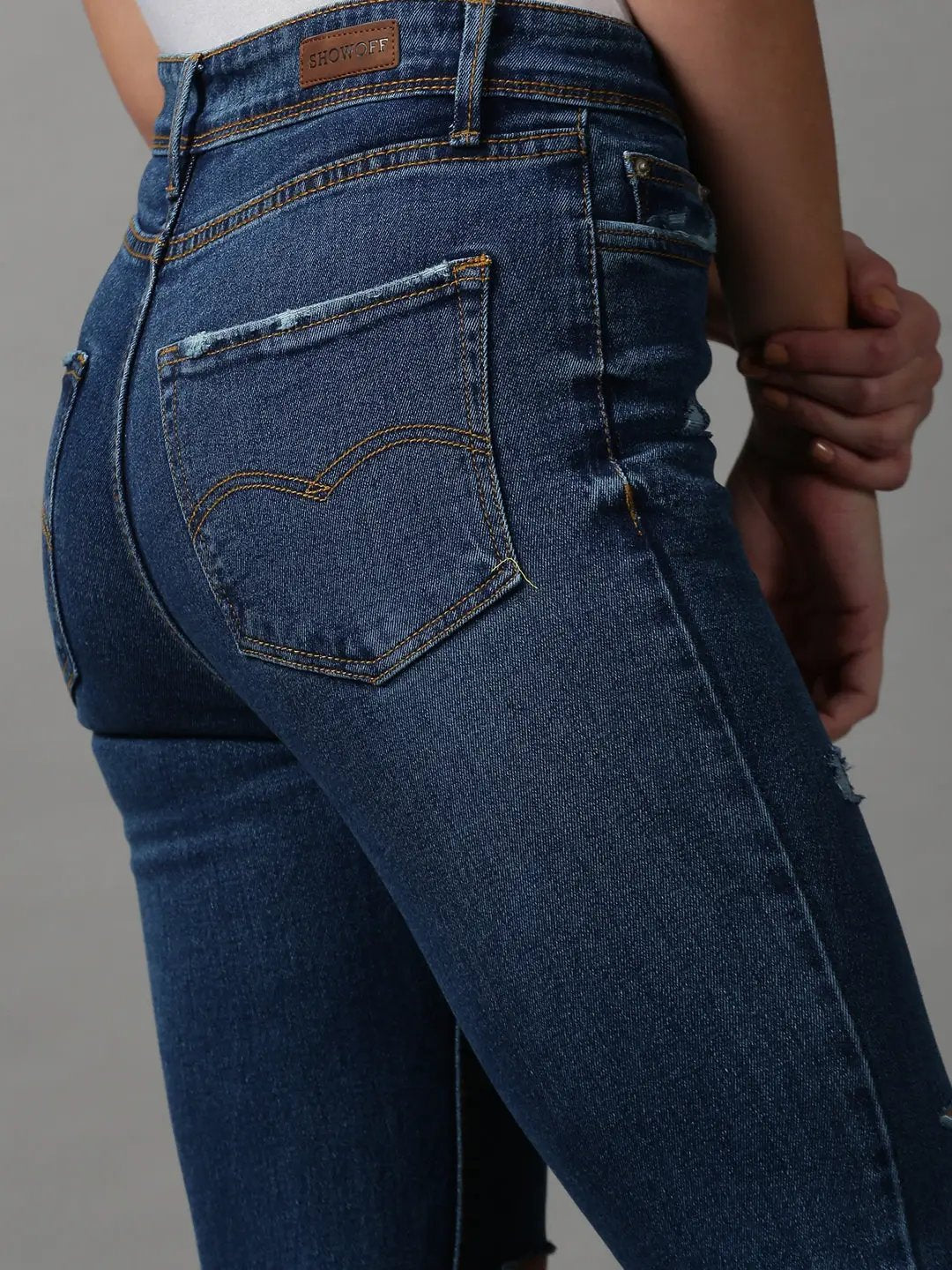 Women's Blue Solid Bootcut Denim Jeans