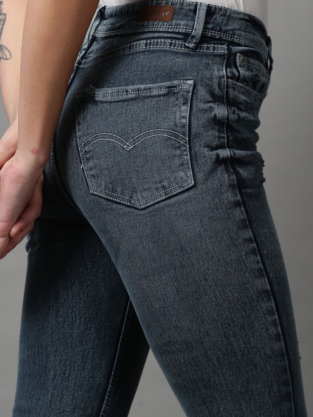 Women's Grey Solid Bootcut Denim Jeans