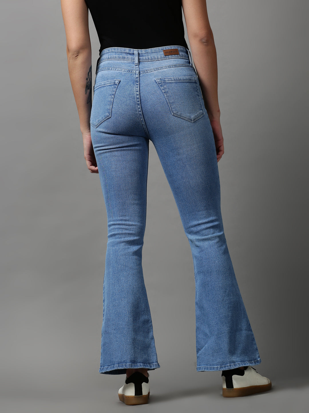 Women's Blue Solid Bootcut Denim Jeans