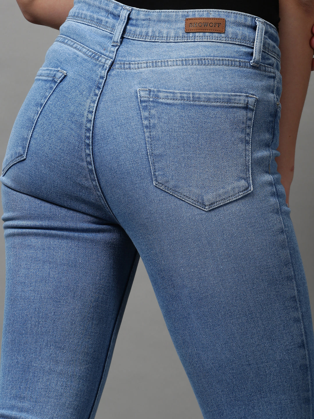 Women's Blue Solid Bootcut Denim Jeans