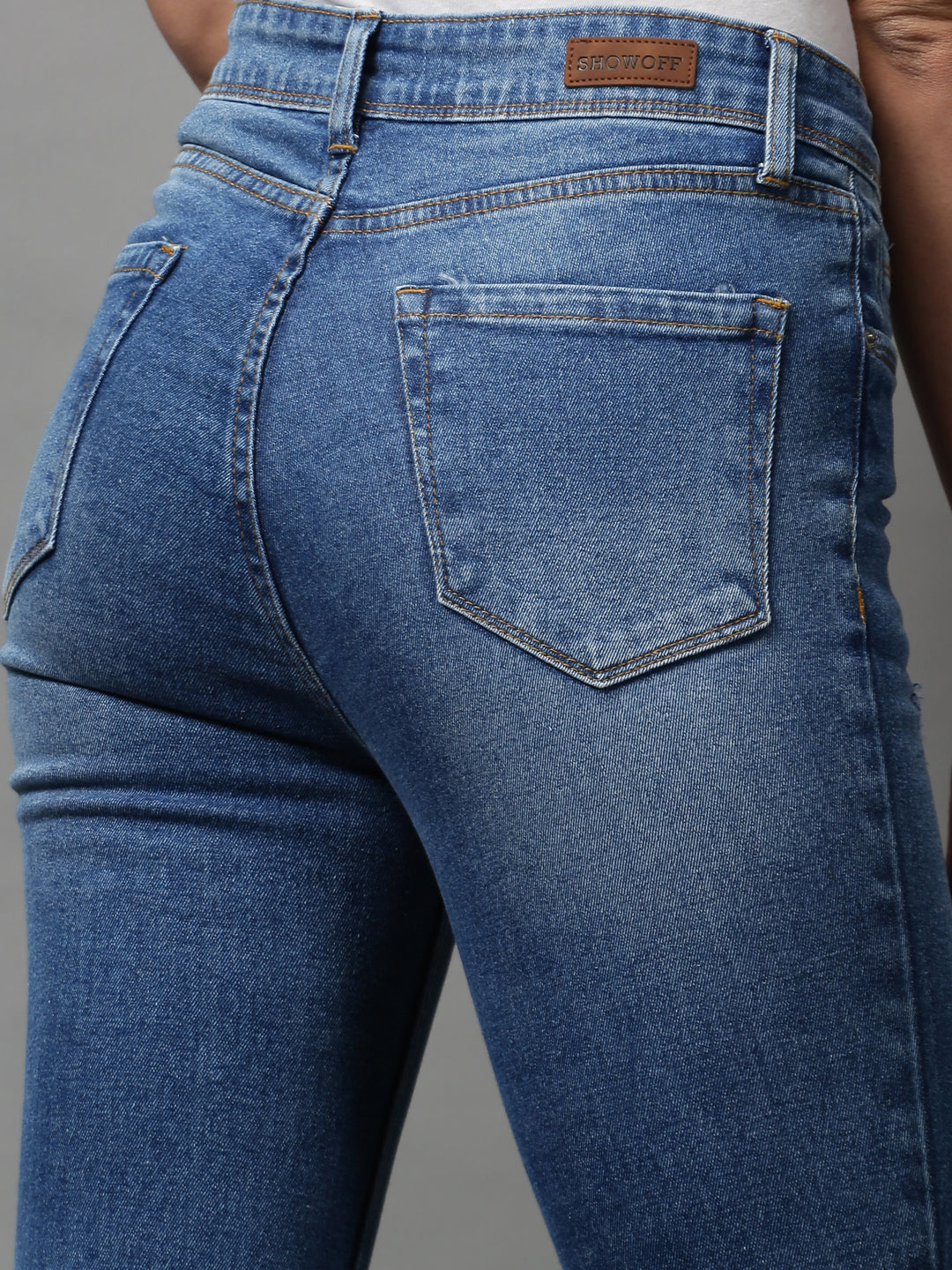 Women's Blue Solid Bootcut Denim Jeans