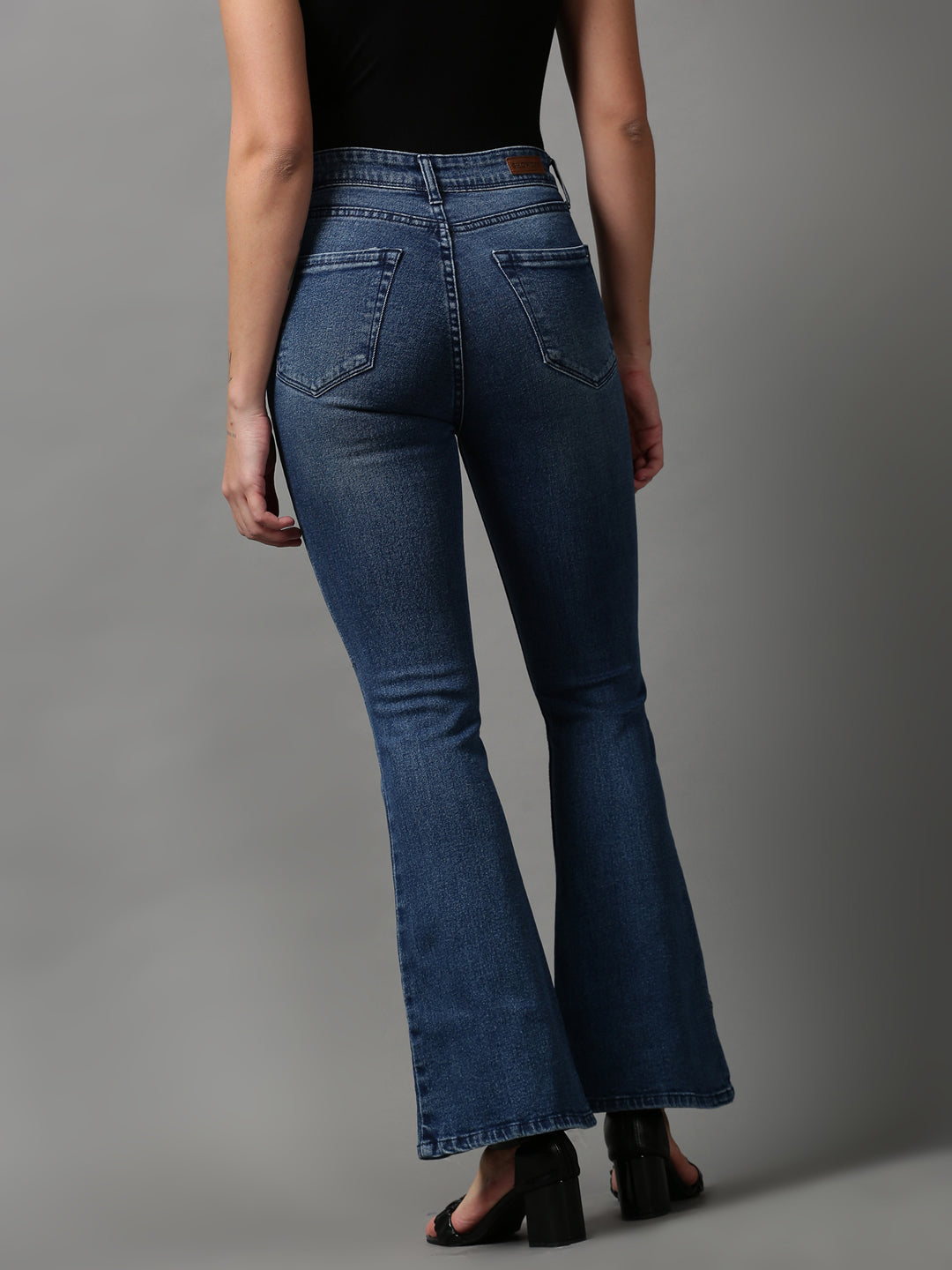 Women's Blue Solid Bootcut Denim Jeans