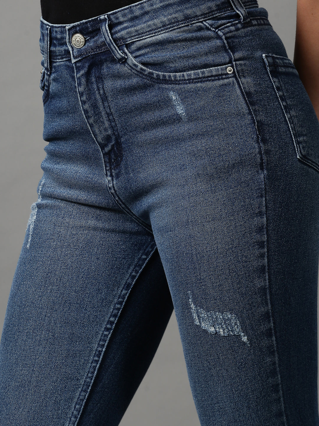 Women's Blue Solid Bootcut Denim Jeans