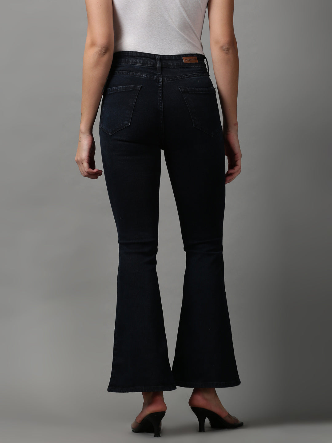 Women's Black Solid Bootcut Denim Jeans