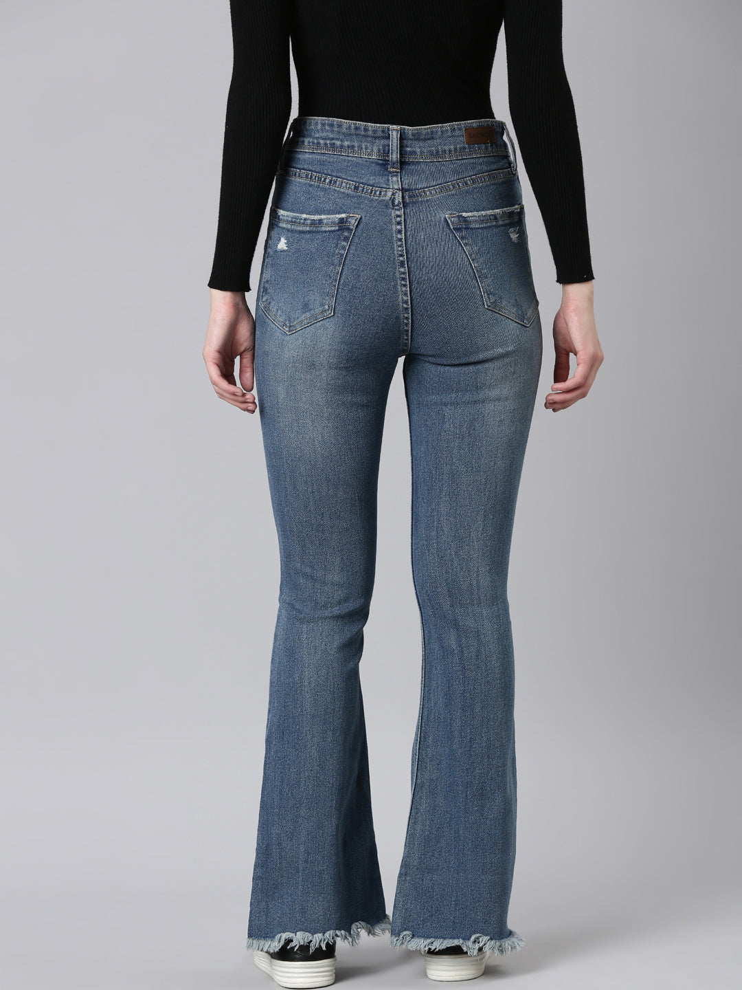 Women Blue Solid Bootcut Denim Jeans