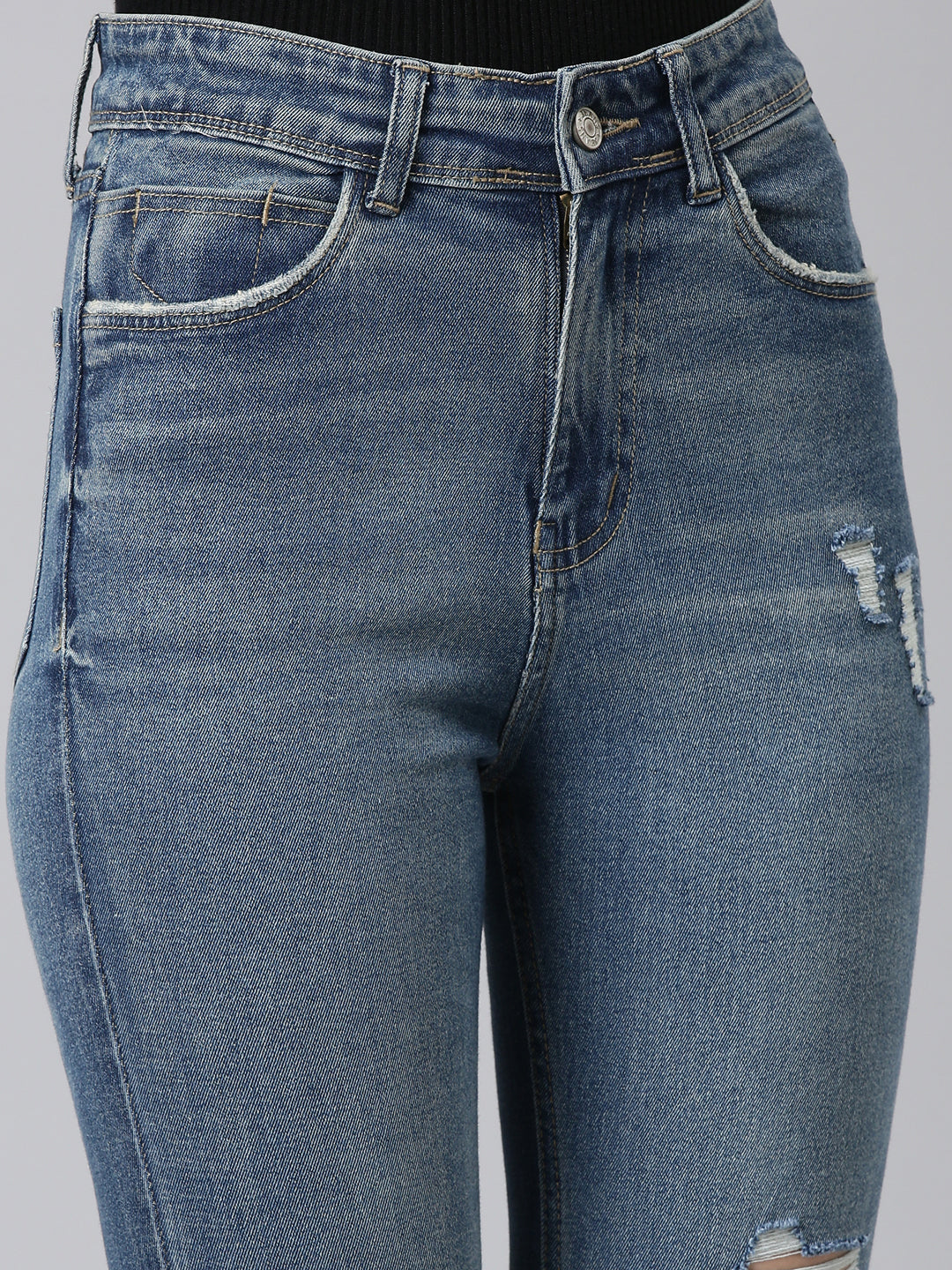 Women Blue Solid Bootcut Denim Jeans