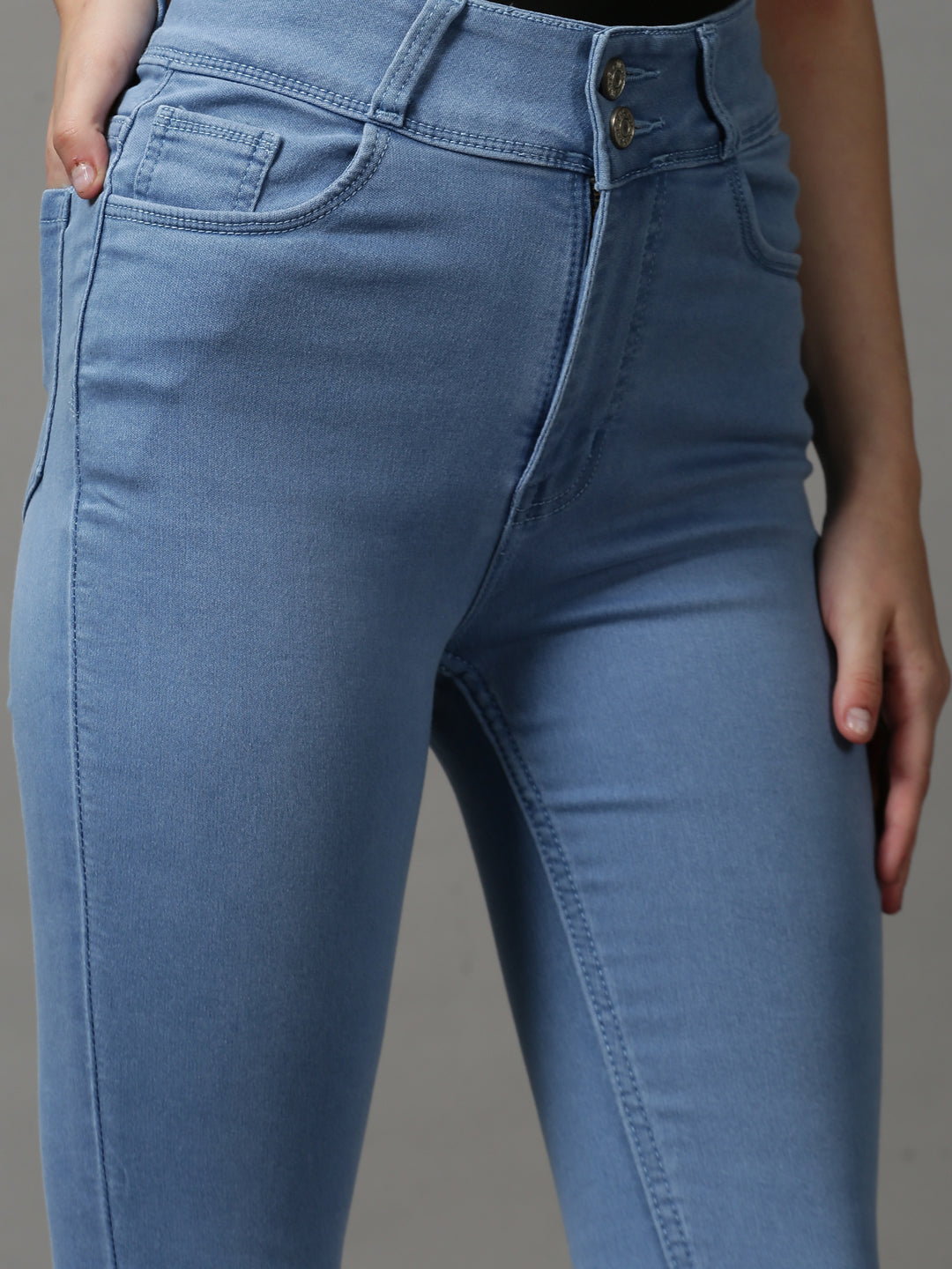 Women's Blue Solid Skinny Fit Denim Jeans