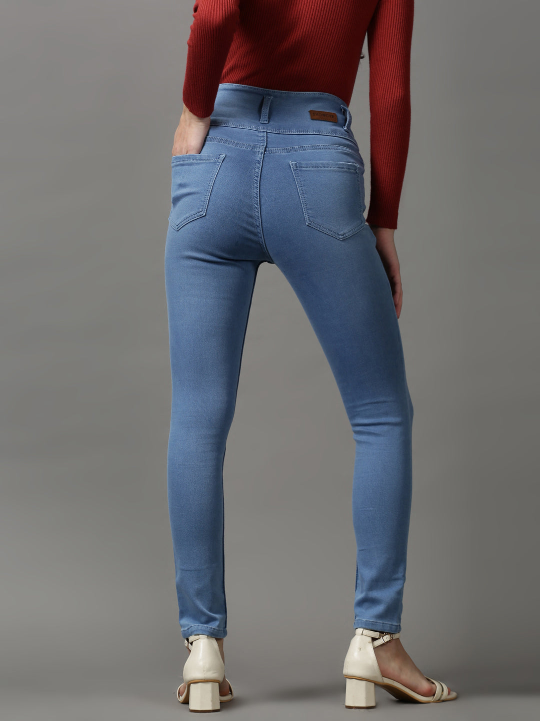 Women's Blue Solid Skinny Fit Denim Jeans