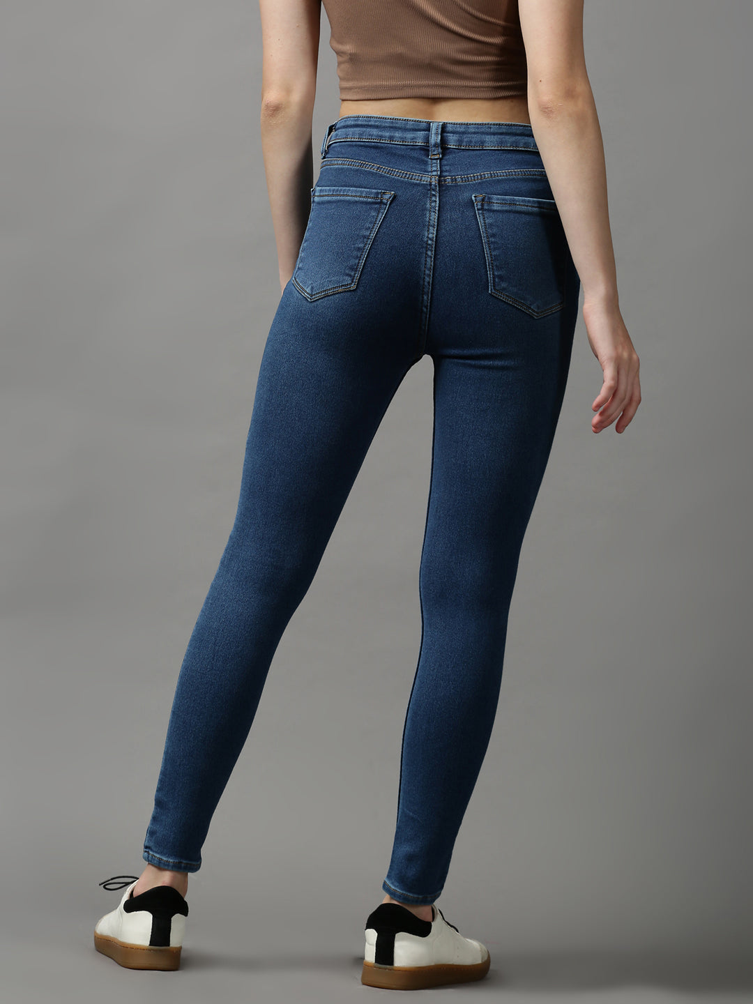 Women's Blue Solid Skinny Fit Denim Jeans