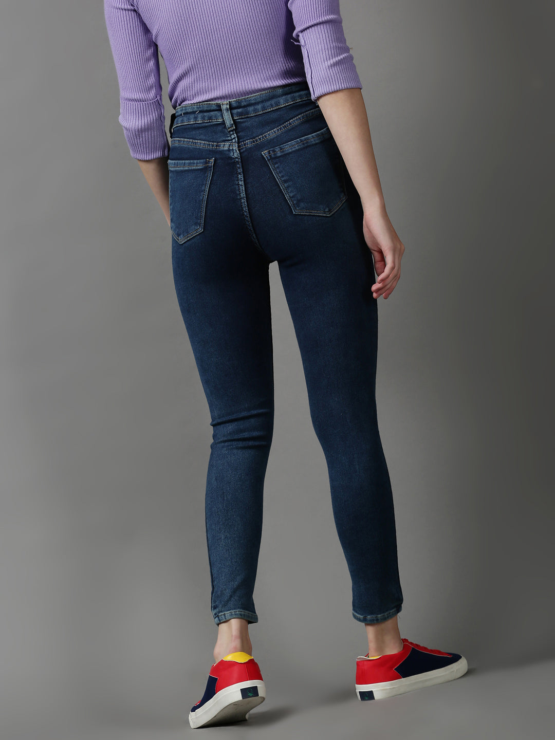 Women's Navy Blue Solid Skinny Fit Denim Jeans