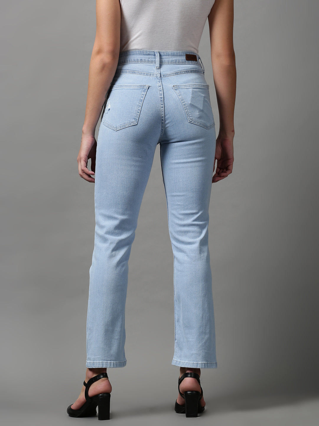 Women's Blue Solid Fit Denim Jeans