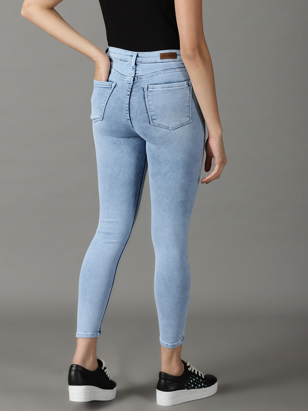 Women's Blue Solid Skinny Fit Denim Jeans