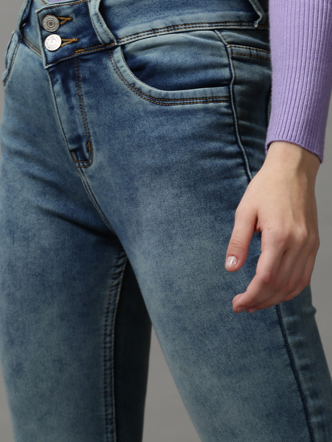 Women's Blue Skinny Fit High-Rise Light Fade Stretchable Denim Jeans