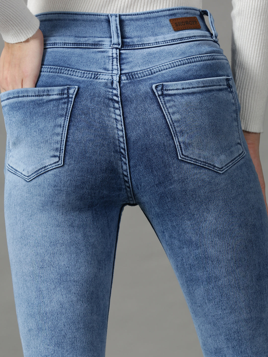 Women's Blue Solid Skinny Fit Denim Jeans