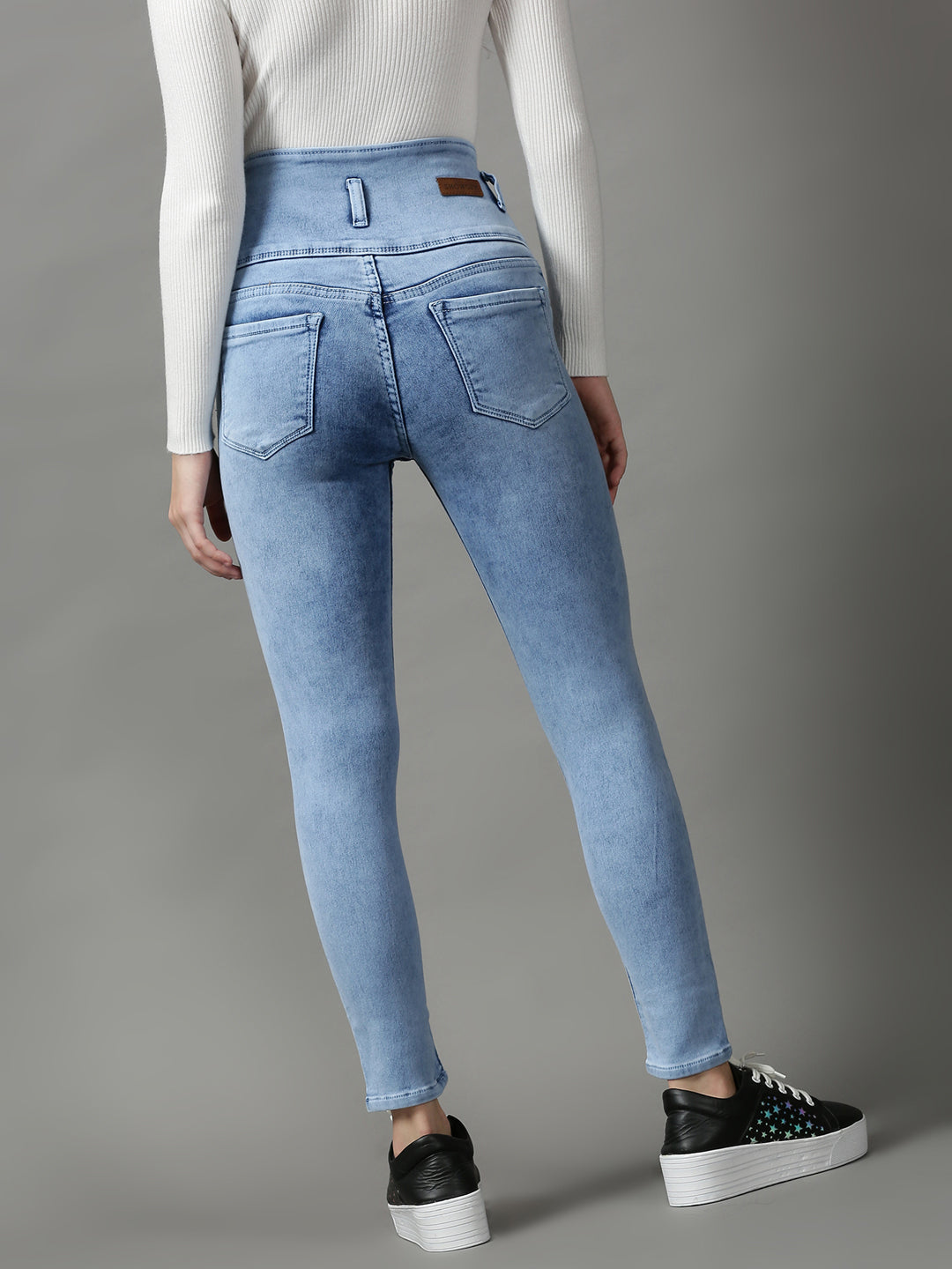 Women's Blue Solid Skinny Fit Denim Jeans