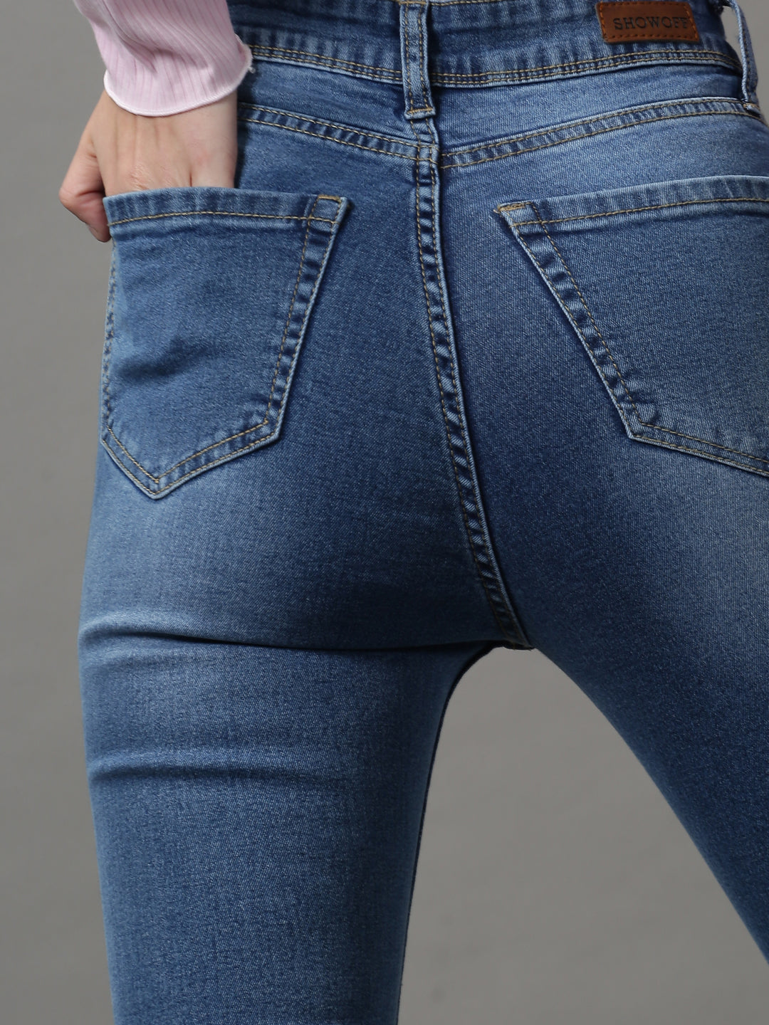 Women's Blue Solid Skinny Fit Denim Jeans