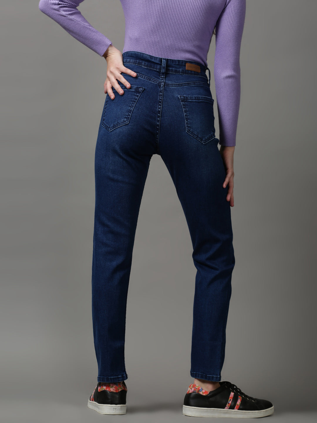 Women's Navy Blue Solid Skinny Fit Denim Jeans