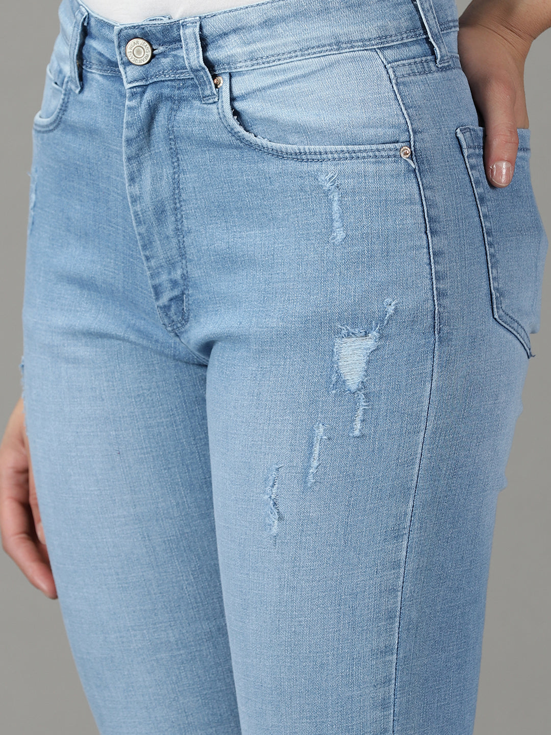 Women's Blue Solid Fit Denim Jeans